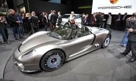 The Porsche 918 Spyder concept was revealed in Geneva. (Photo by Roger Hart.)