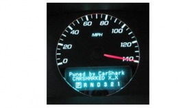 A message displayed on a hacked dashboard display.  (Photo from Gizmag.)