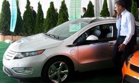 President Obama visited a battery plant on Thursday where he checked out the 2011 Chevrolet Volt. (Photo courtesy of General Motors.)