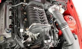 Roush's supercharger helps boost output of the Mustang's 5.0-liter V8 to 550 hp. (Photo via AutoWeek.)