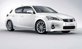 The hybrid-only Lexus CT 200h, shown, goes on sale here in the spring. It will go up against the BMW 1-series and the Audi A3 in the small-luxury niche. In the long term, Lexus plans to introduce hybrid versions of existing vehicles with each full model change to differentiate the brand from European rivals. (Photo courtesy of Lexus.)