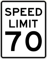 A 70-mile-per-hour speed limit sign. 